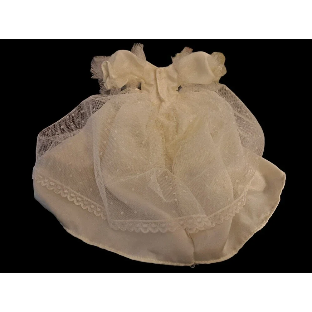 Vintage‎ Barbie Doll CLONE Wedding Gown,Veil, Gater Belt ,Lace Trim, Faux Pearls